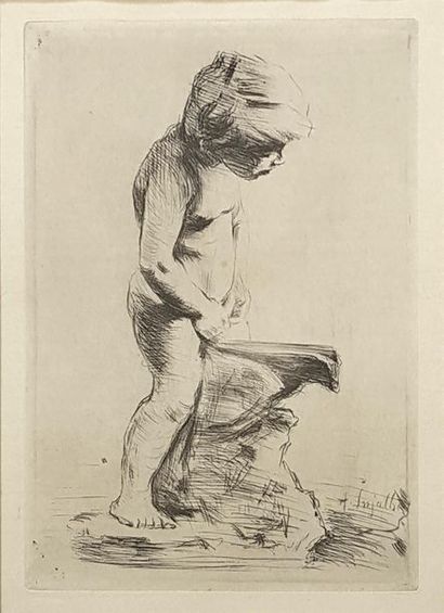 null Antoine INJALBERT (1845-1933)
Putto urinating
Drypoint engraving signed in the...