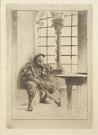 null Eugène BURNAND (1850-1921)
Swiss Guard at rest
Drypoint engraving signed in...