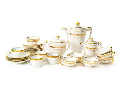 null Porcelain coffee service with gold decoration of stylized foliage friezes consisting...