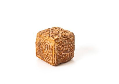 null POPULAR ART
Brickmaker's terracotta thimble, marked "N-DE-BRA-VLX" on one side...