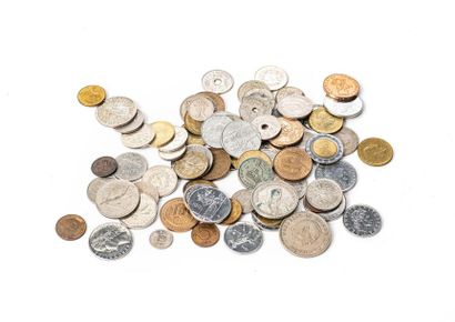 null Lot de soixante-quinze pièces de monnaie divers pays, divers époques