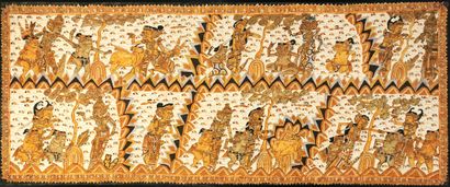 null *INDONESIA, 20th century 

Mythological scene with various deities.

Painting...