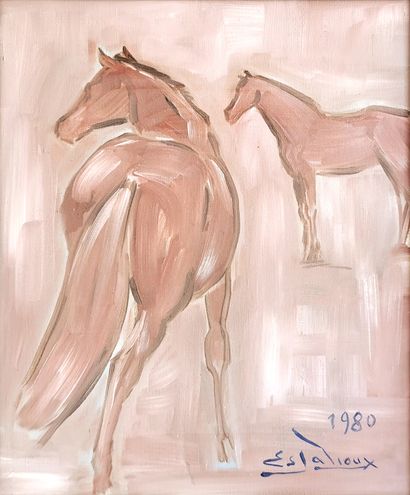 null Joseph ESPALIOUX (1921-1986) [painter from Ariège]

Study of horses, 1980

Oil...