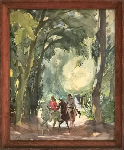 null Dr. DERMAY (20th century school)

Horseback riding

Gouache on signed paper

45.5...