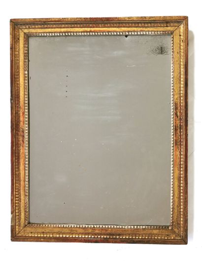 null *Mirror in a carved molded frame with channels and rows of pearls

Louis XVI...