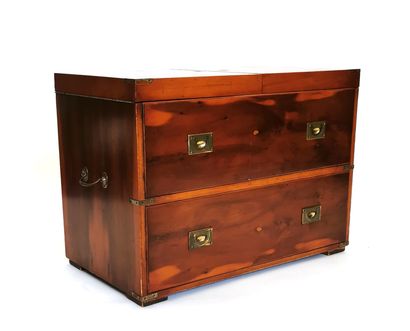 null Mahogany bar-shaped marine furniture, opening at the top with two leaves

Brass...