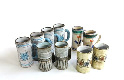 null VALLAURIS

Ten cups of four different models signed A. Maunier, Malarmey and...
