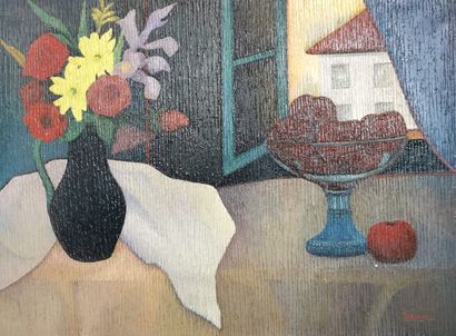 null TABACHET (School of the 20th century)

Still life with a fruit bowl

Oil on...