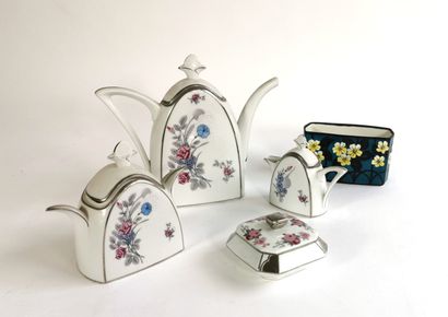 null Part of a Limoges porcelain coffee set with floral decoration including a coffee...