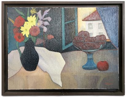 null TABACHET (School of the 20th century)

Still life with a fruit bowl

Oil on...