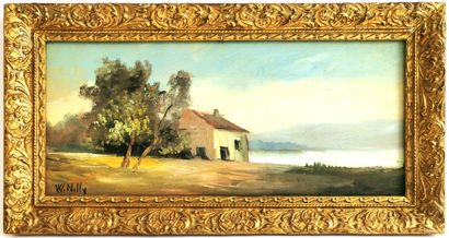 null W. NILLY (20th century school)

Building by a lake

Oil on panel signed

17...