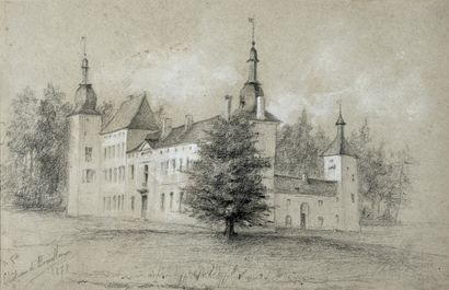 null School of the 19th century

View of a castle

Pencil with white highlights on...