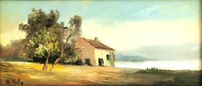 null W. NILLY (20th century school)

Building by a lake

Oil on panel signed

17...