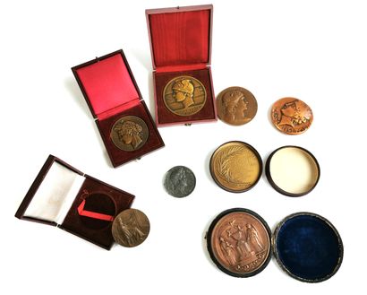 null Lot of medals including: 

- A commemorative medal of the invention of photography...