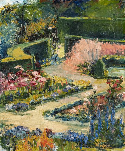 null Simone VAULPRÉ (École du XXe siècle)

Jardin fleuri

Huile sur toile signée

41...