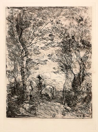 null Jean-Baptiste Camille COROT (1796-1875) d'après

Le petit cavalier sous-bois

Gravure...