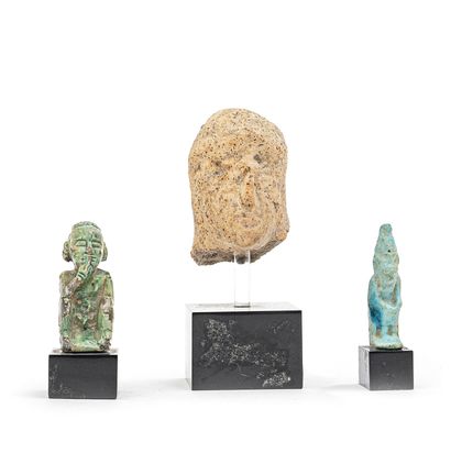 null Set of antique or antiquisite statuettes including a terracotta head (H: 7.2...