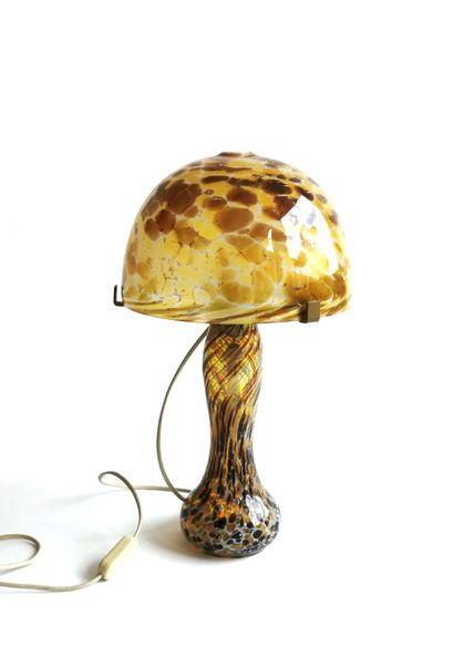 null Lampe champignons en verre soufflé à motifs de marbrures 

Vers 1970/80

H....