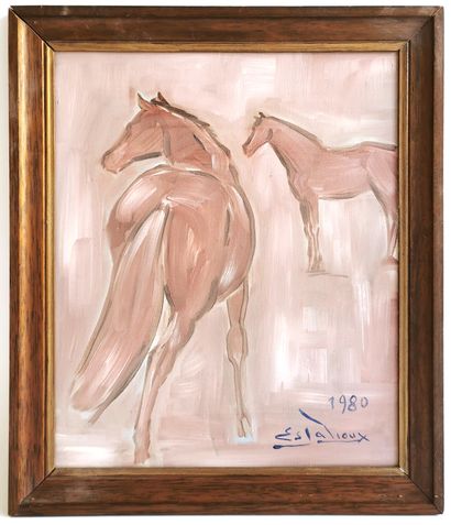 null Joseph ESPALIOUX (1921-1986) [painter from the Ariège].

Study of horses, 1980

Oil...