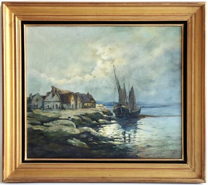 null Marguerite LAMARE (School of the 20th century)

Mooring sailboat

Oil on canvas...