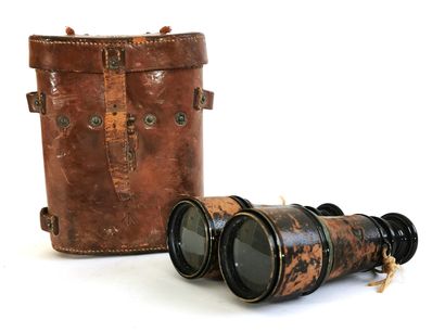 null Pair of LEMAIRE leather binoculars in a leather case marked "H* J.ORIPPS 19...