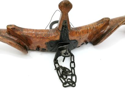 null Ox yoke in patinated walnut and wrought iron engraved "DUGOUR FILS

Work from...