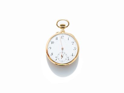 null Pocket watch in yellow gold 18K (750 thousandths) - Back of the case representing...
