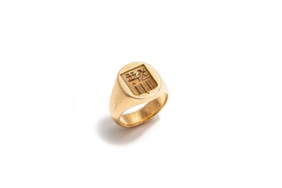 null Ring signet ring in yellow gold 18K (750 thousandths) with coat of arms.

Turn...