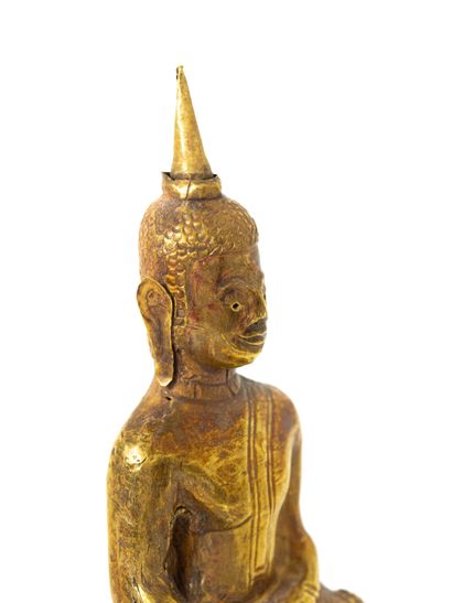 null Cambodia or Thailand, 18th-19th century

A gold embossed Buddha figure, depicted...