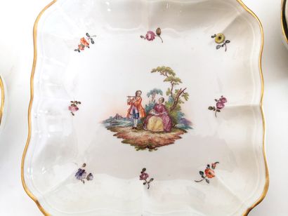 null Porcelain service with hand-painted decoration of gallant scenes in the taste...
