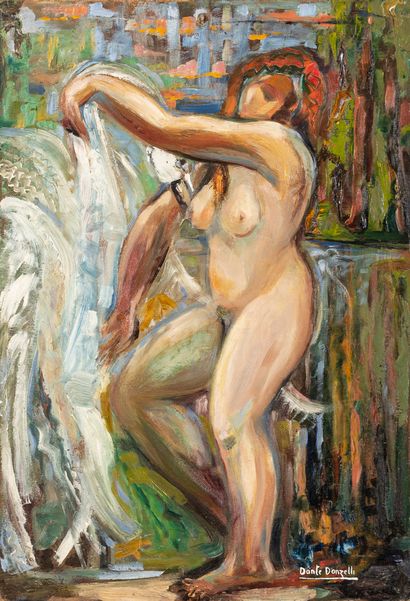 null Dante DONZELLI (School of the XXth century)

Nude at the waterfall

Oil on panel...
