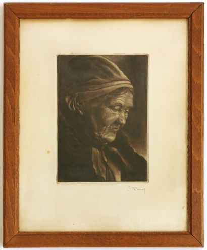 null J. RAMY (School of the 20th century)

Portrait of a peasant woman

Etching signed

32...