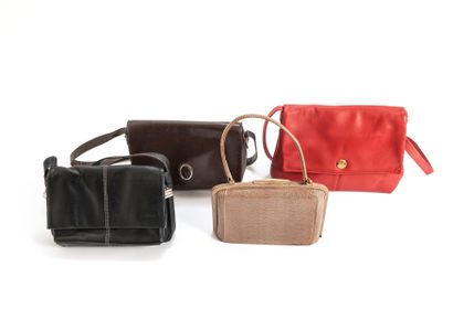 null One lizard skin handle handbag (new condition), one leather sling handbag and...