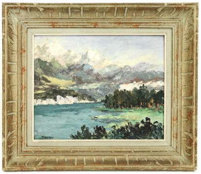 null School of the 20th century

Mountain Landscape

Oil on cardboard bearing a signature

33...