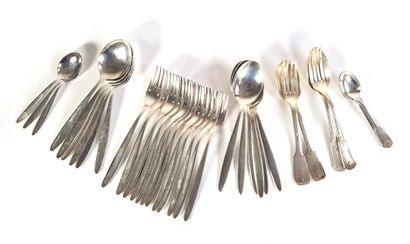 null Part of a silver plated cutlery set comprising twelve place settings and three...