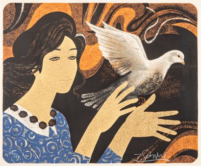 null Z. SANDRE (20th century school)

Woman releasing a dove

Lithograph signed and...