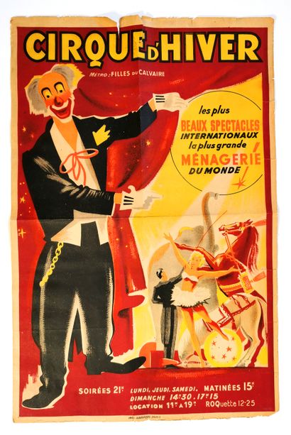 null Affiche lithographique "Cirque d'hiver", imprimerie Hartfort à Paris, vers 1930

62...