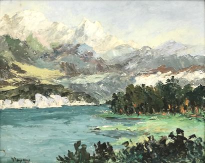 null School of the 20th century

Mountain Landscape

Oil on cardboard bearing a signature

33...
