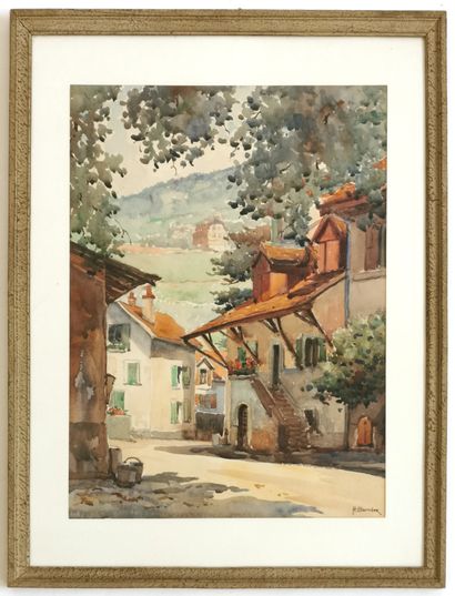 null H. BARRIÈRE (École du XXe siècle)

Village alpin

Aquarelle sur papier signée

40...