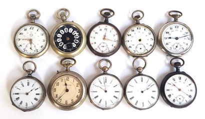 Ten silver plated pocket watches 
Diameter...