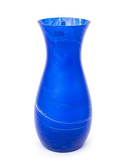 null High vase in blue tinted glass with rotating marbling

H. 50 cm

Chipped ne...