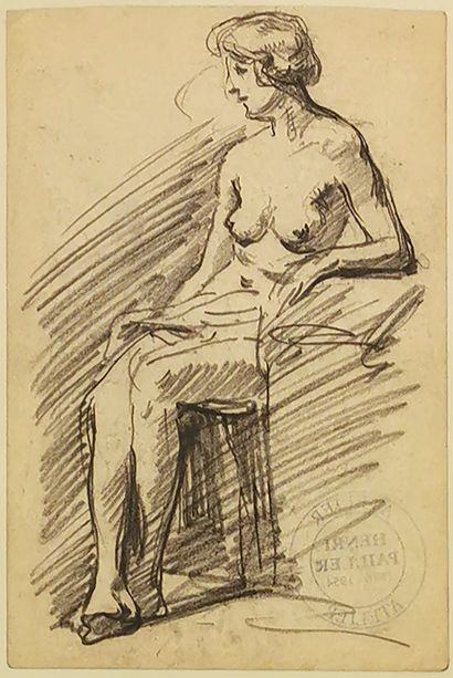 null Henri PAILLET (1876-1954)

Seated female nude

Graphite on paper

Stamp of the...