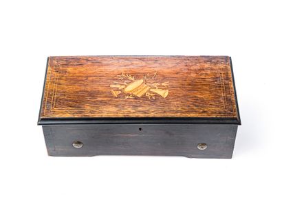 null 19th century scroll music box

The case in veneer and stained wood with marquetry...