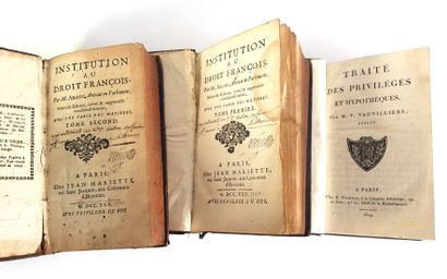 null Trois ouvrages de droit reliés - XVIIIe et XIX siècles : 

- Traité des privilèges...