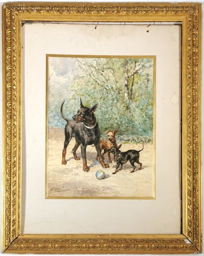 null 
Charles Olivier de PENNE (1831-1897)





Dogs playing





Watercolor on paper...