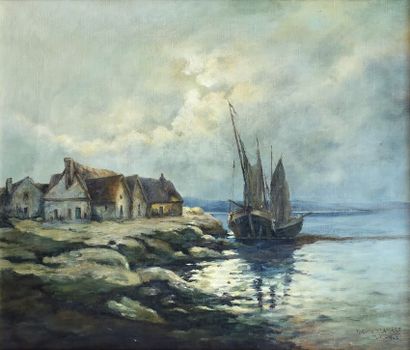 null Marguerite LAMARE (School of the XXth century)

Mooring sailboat

Oil on canvas...