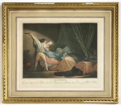 null After Honoré FRAGONARD and BLOT 

The lock

Engraving in color with caption,...