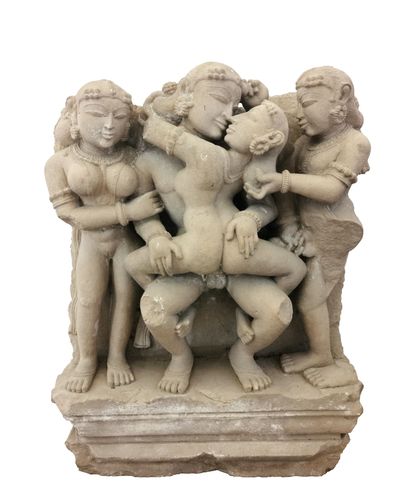 null INDIA, in the style of the statuary of the temples of Khajuraho

Erotic scene...