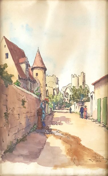 null J. CORBINEAU (School of the XXth century)

Medieval Village, 1956

Ink and watercolor...
