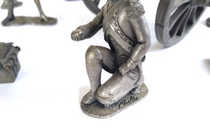 null Set of small pewter soldiers representing eight gunners of the Ist Empire, a...